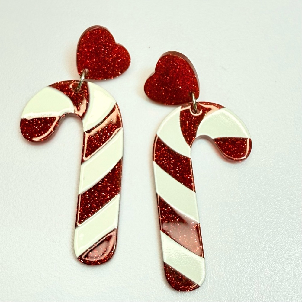 Unk Red and White Candy Cane Earrings